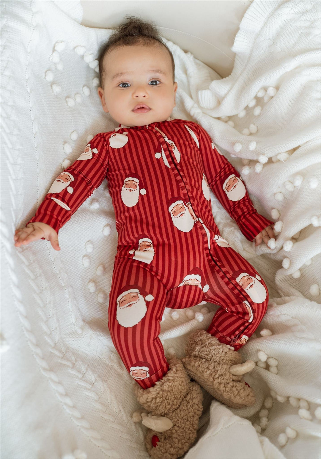 In My Jammers - Santa Zipper Romper in Red