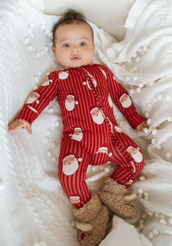 In My Jammers - Santa Zipper Romper in Red