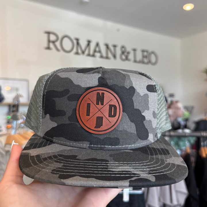 IND kids patch hat in grey camo