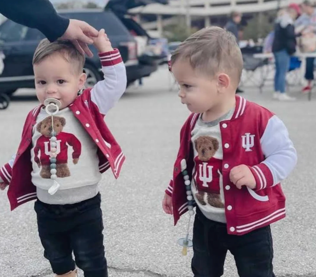 Indiana University Teddy Bear Sweatshirt in Heather Grey 4 and 6 Roman Leo Cool Trendy Boys Clothes