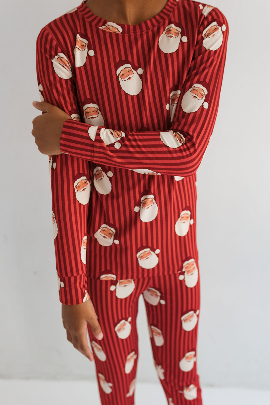 In My Jammers boys red striped Santa Pajamas