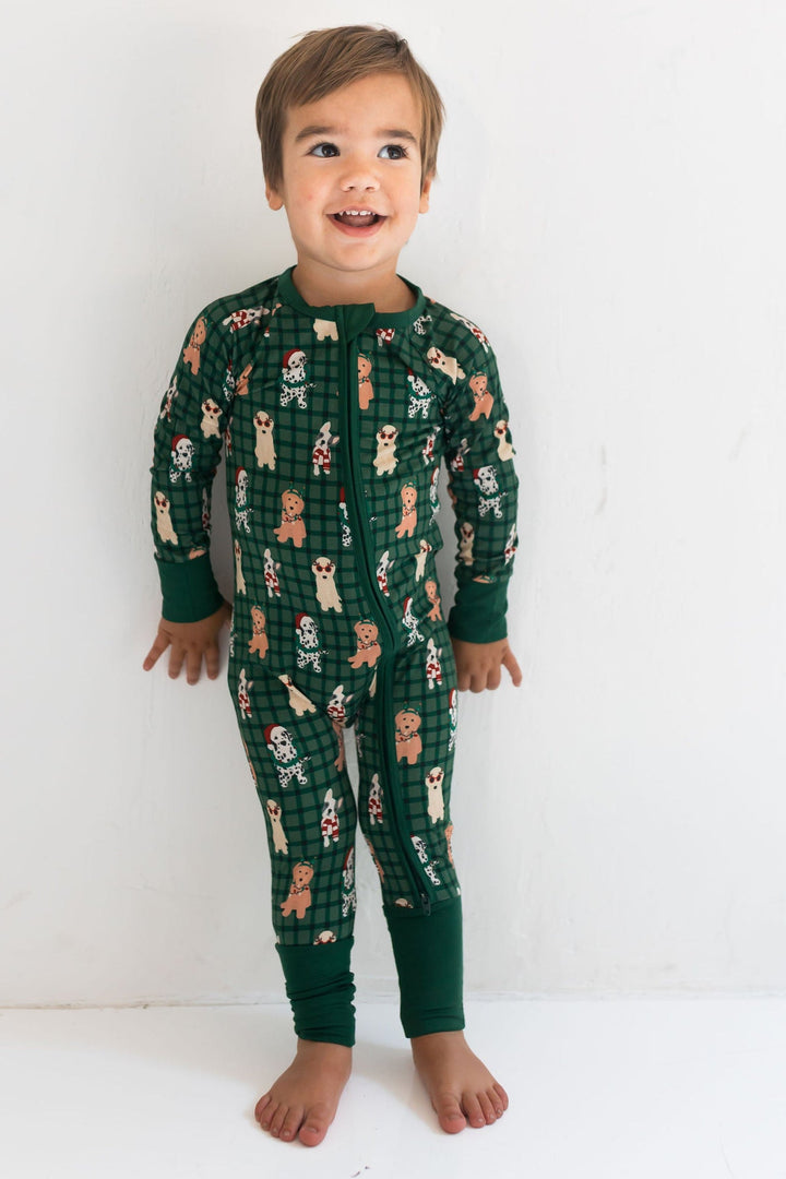 In my jammers Christmas pups romper zipper pajamas