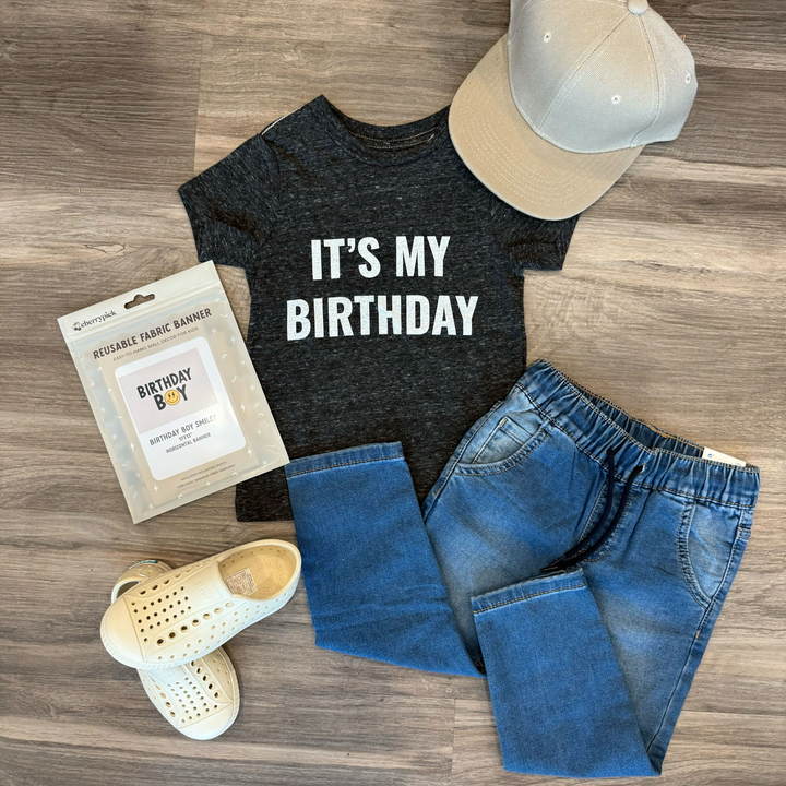 It's my birthday boys charcoal tee