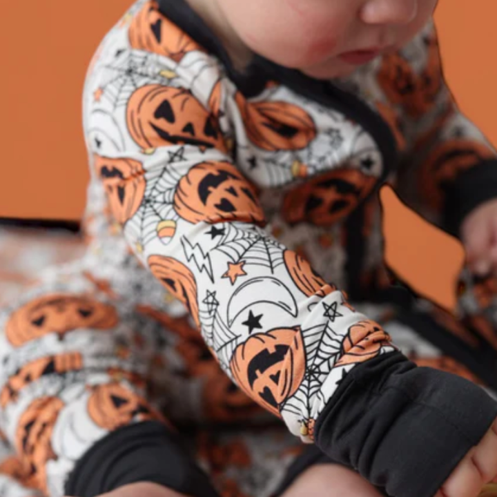 Jack o Lantern baby zip pajamas