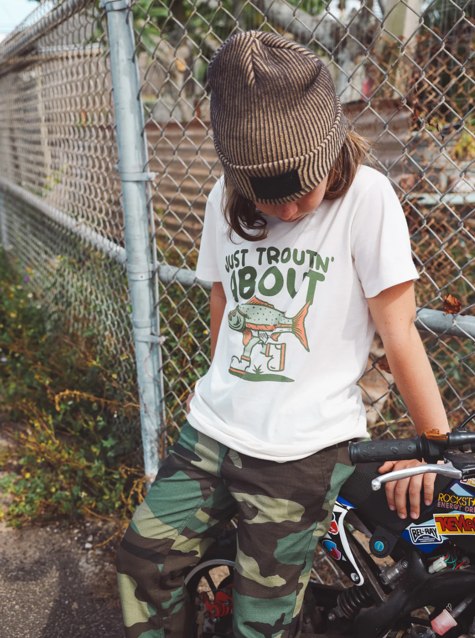 Just Troutin' About boys Fish graphic tee
