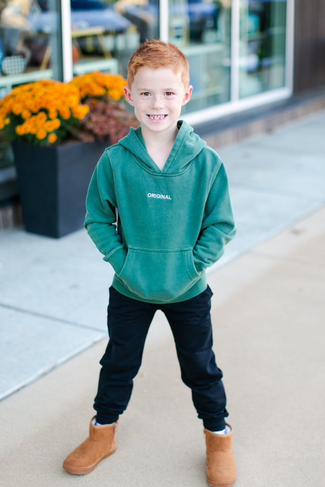 Roman & Leo - Boys ORIGINAL Pigment Dyed Hoodie in Pine