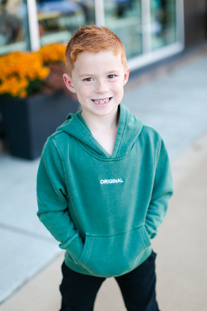 Roman & Leo - Boys ORIGINAL Pigment Dyed Hoodie in Pine