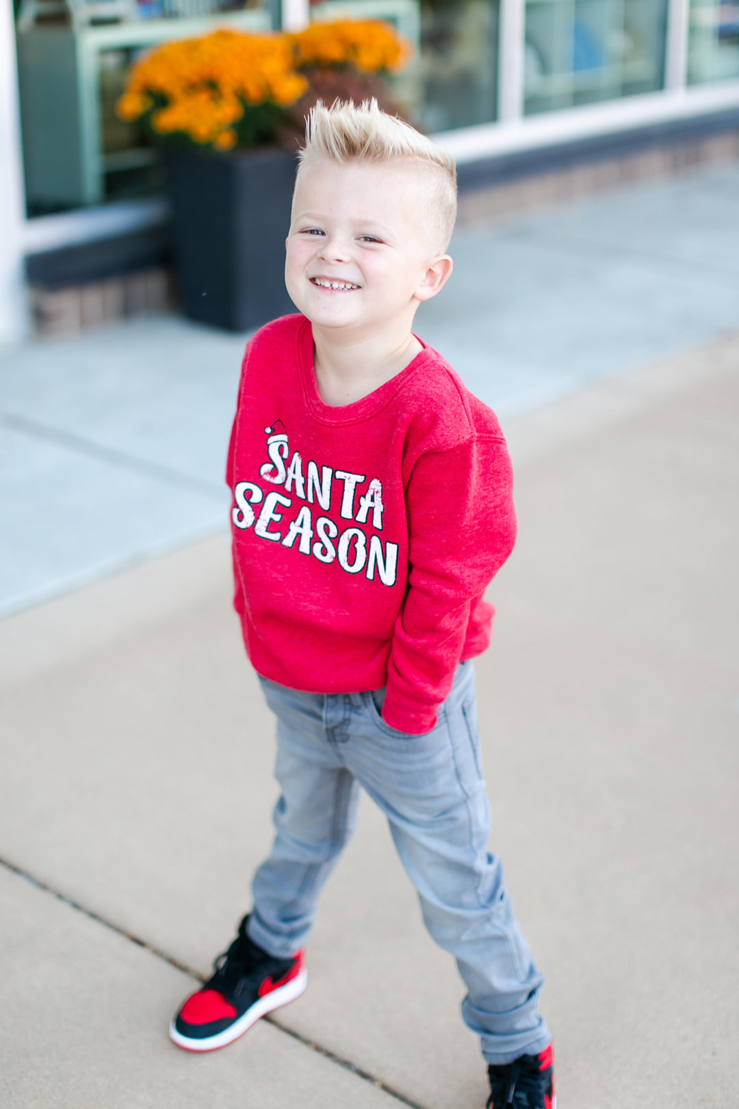 kids red santa season sweatshirt