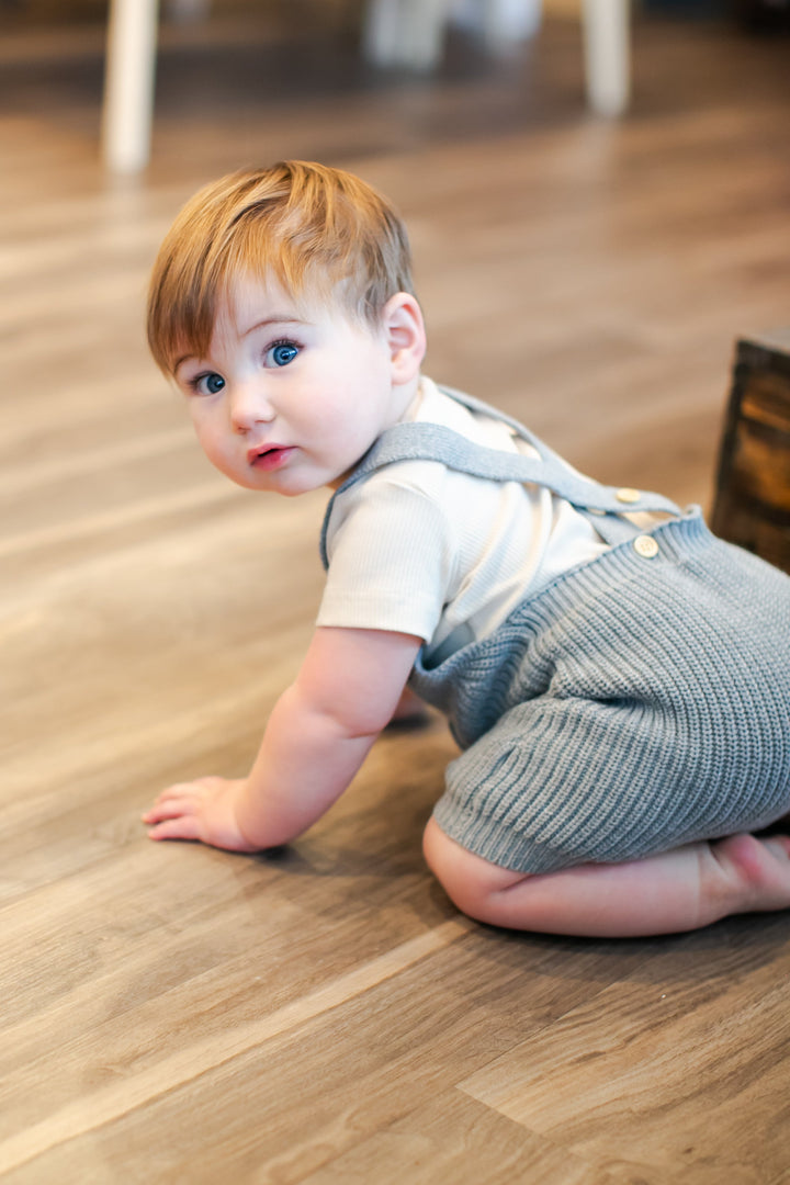 Mebie Baby - Short Knit Romper in Grey