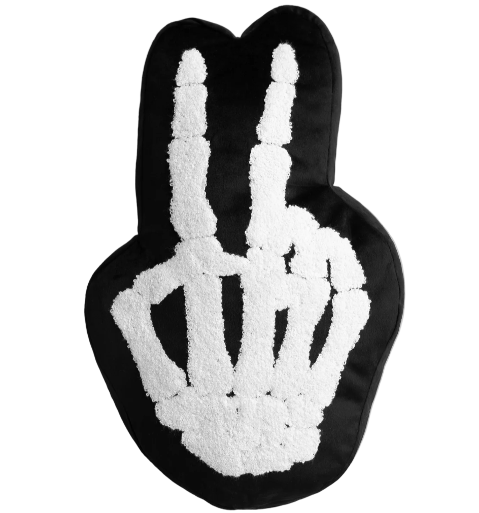 Kickin It Up skeleton hand pillow