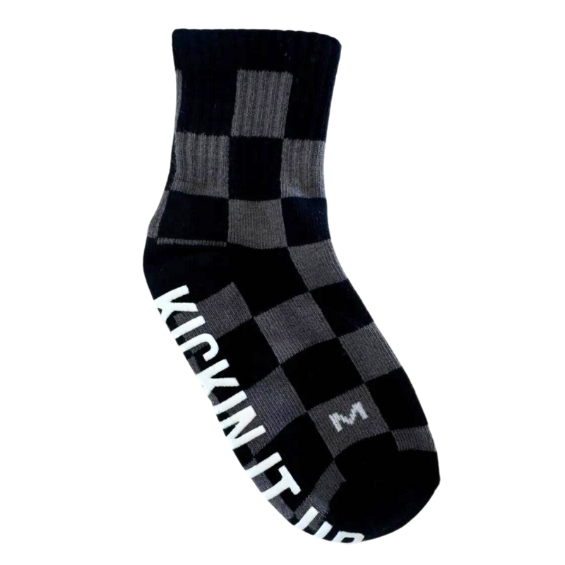 Kickin It Up socks black charcoal checks