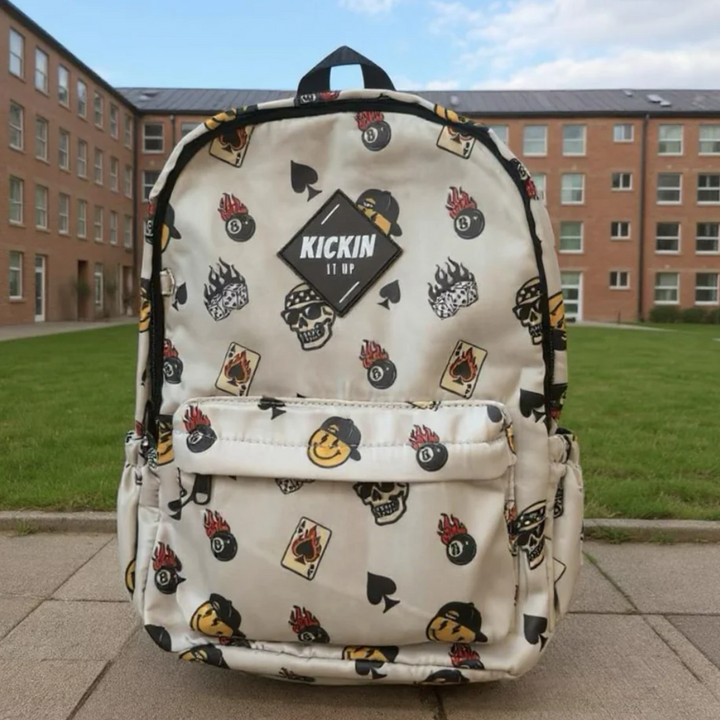 Kickin It Up - Rebel Vibes Backpack in Beige - Two Sizes