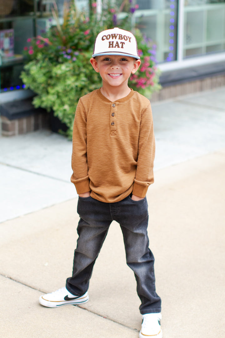 Kids Cowboy hat trucker hat brown