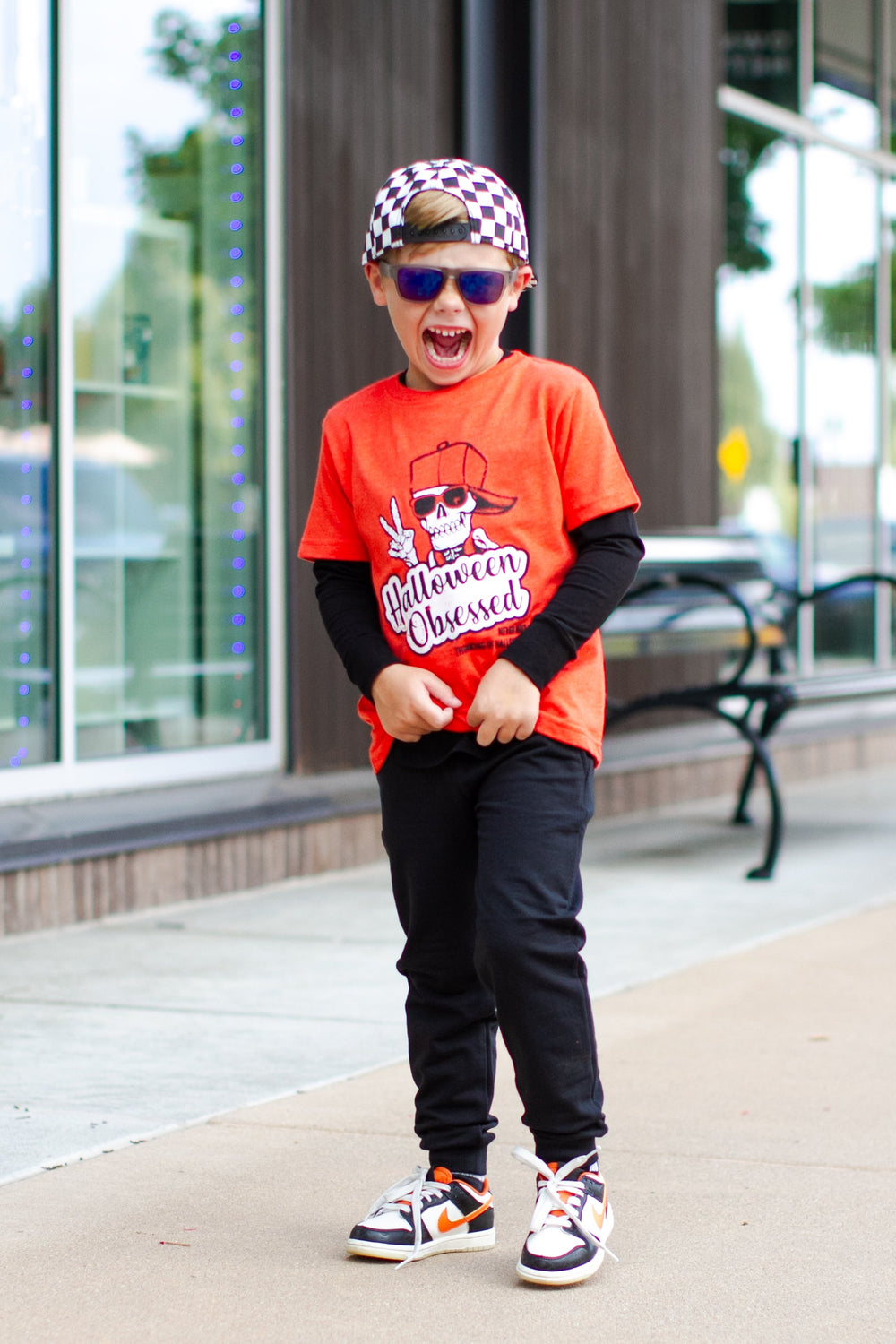 Kids Halloween obsessed tee orange