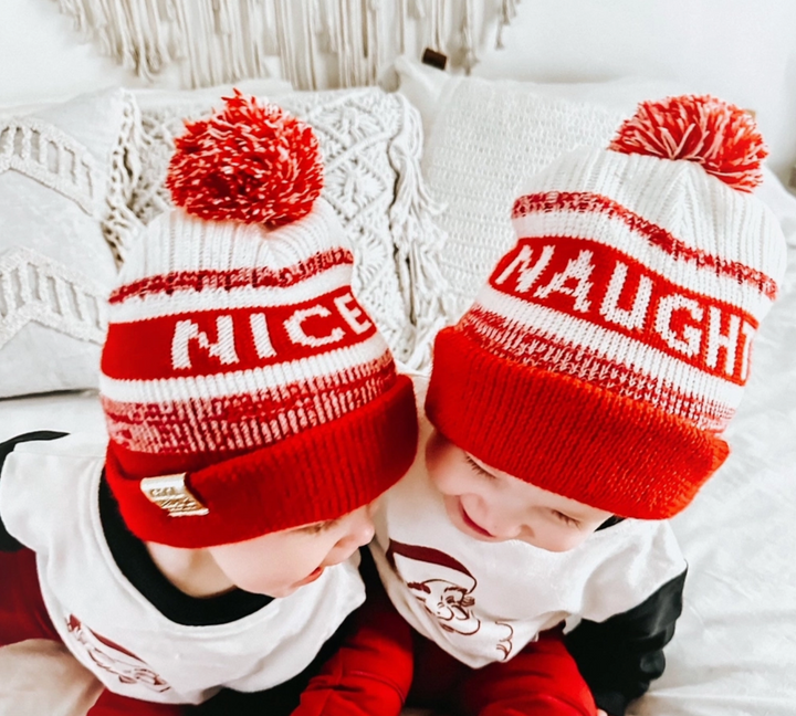 Kids Naughty or Nice reversible beanie boys