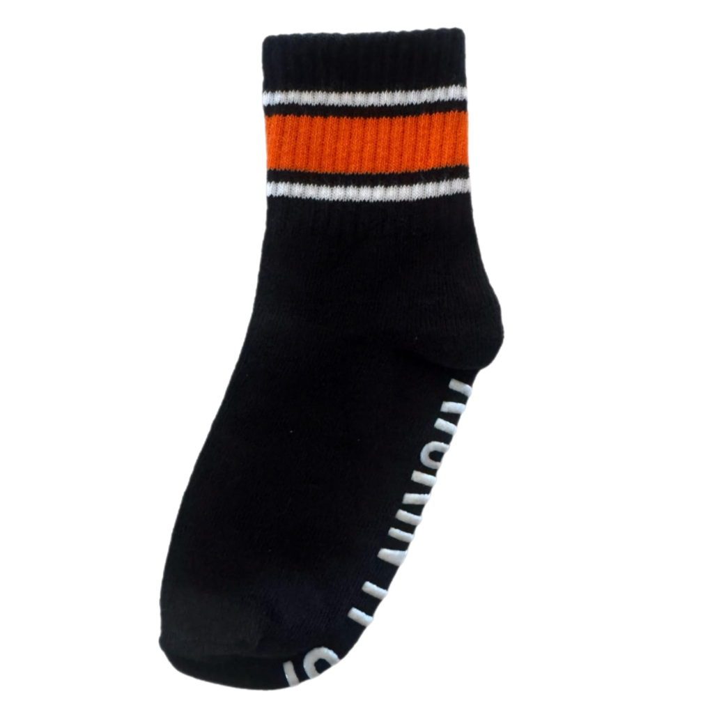 Kids black with orange stripes socks