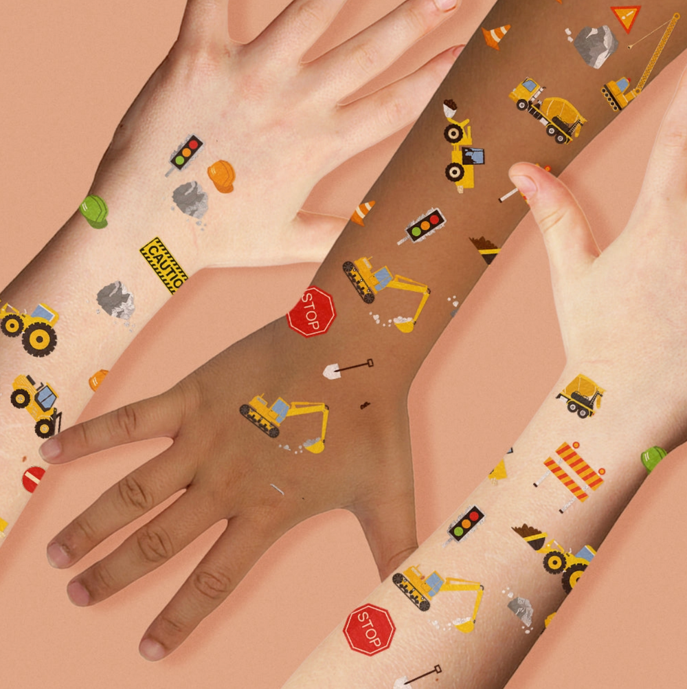 Kids construction tattoos