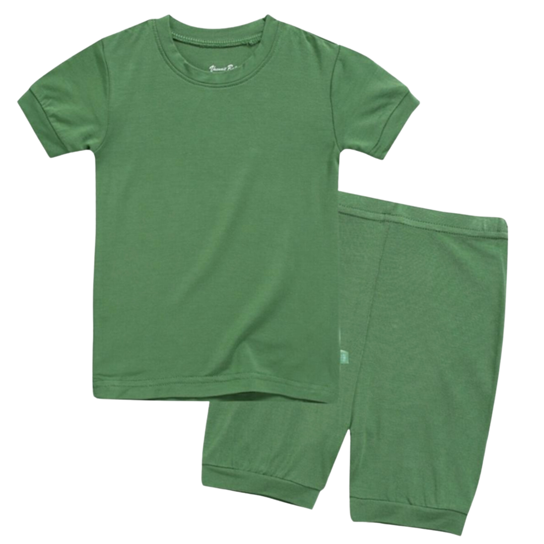 Kids green modal short sleeve pajamas in green