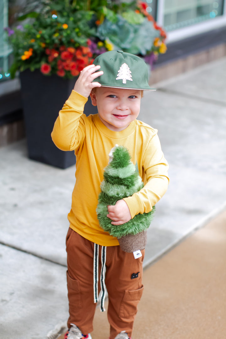 Kids green pine tree hat boys