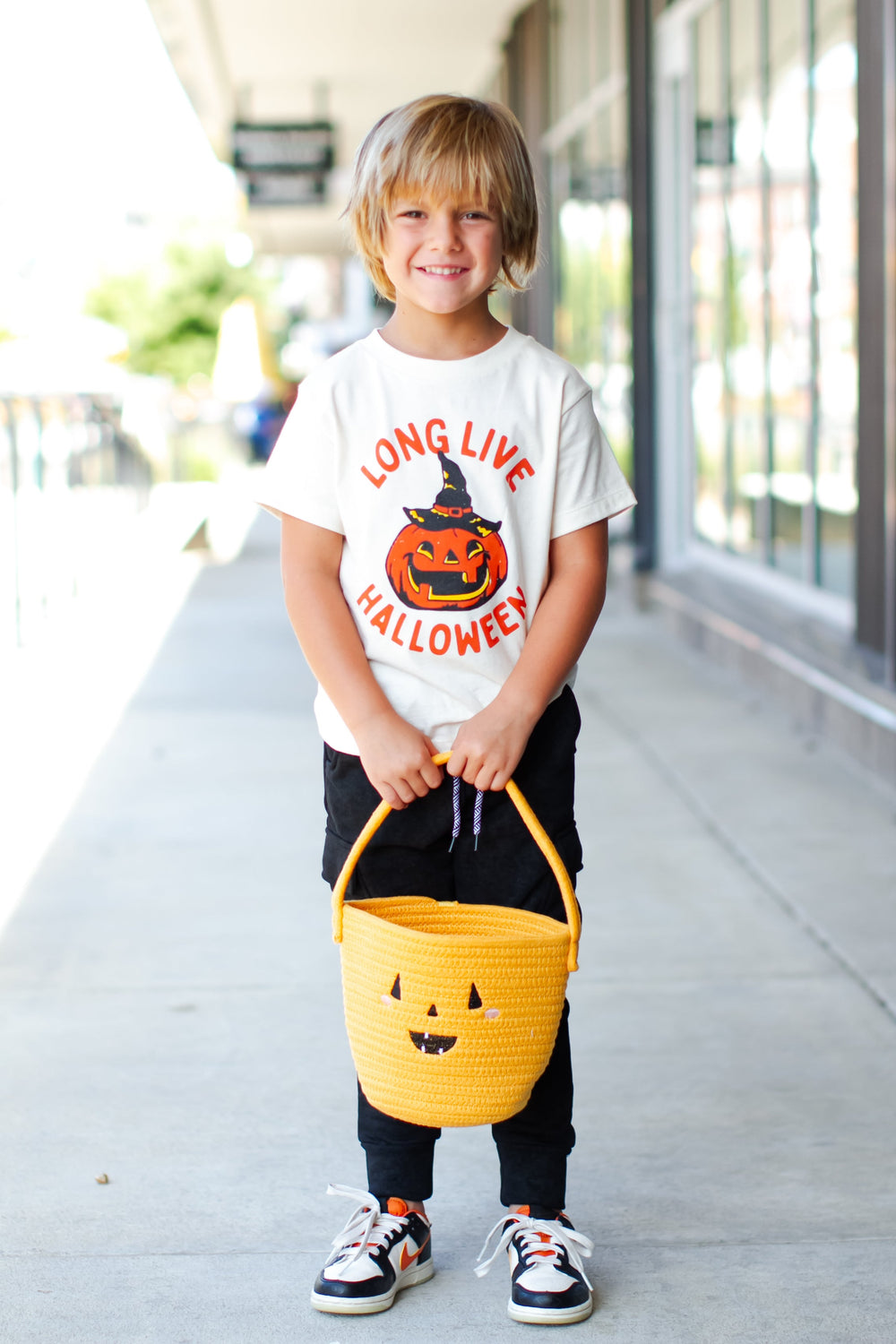 Kids jack o lantern halloween basket