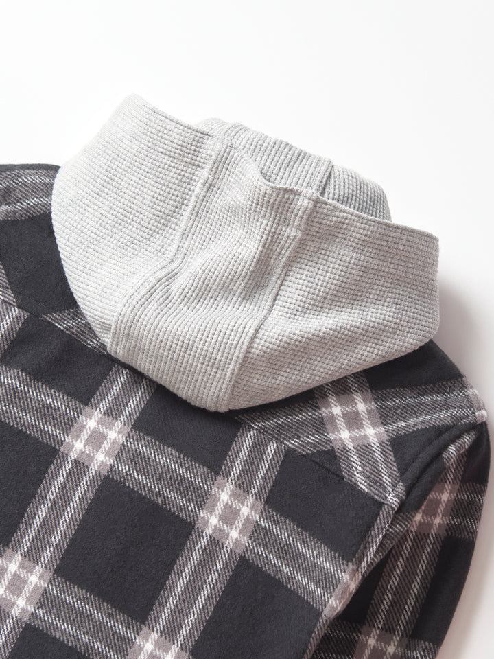 Little Bipsy - Plaid Hooded Flannel in Black