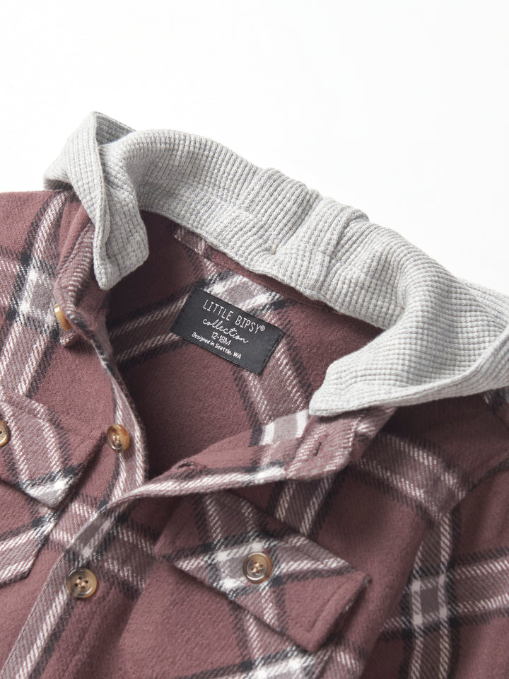 Little Bipsy - Plaid Hooded Flannel in Huckleberry