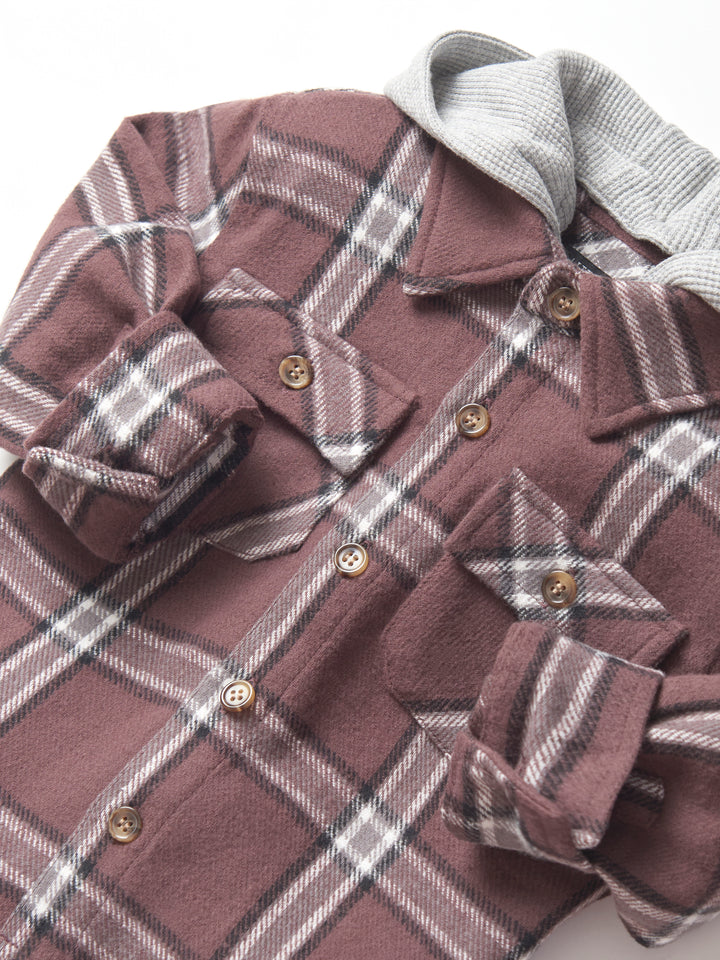 Little Bipsy - Plaid Hooded Flannel in Huckleberry