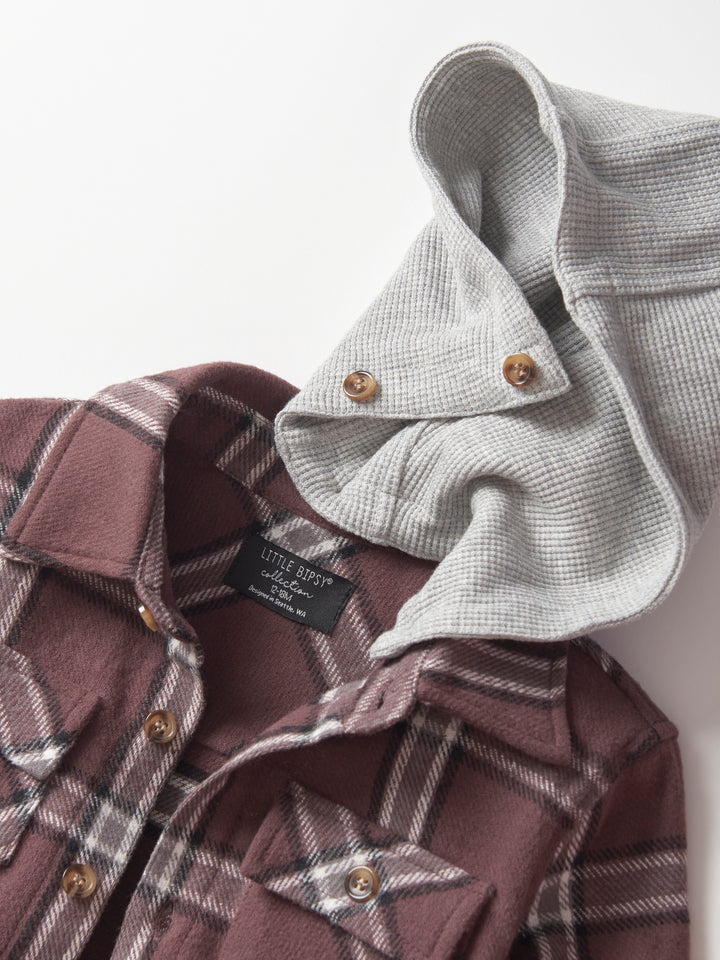 Little Bipsy - Plaid Hooded Flannel in Huckleberry