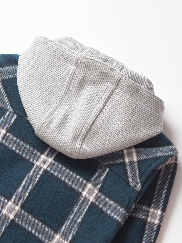 Little Bipsy - Plaid Hooded Flannel in Night Fall