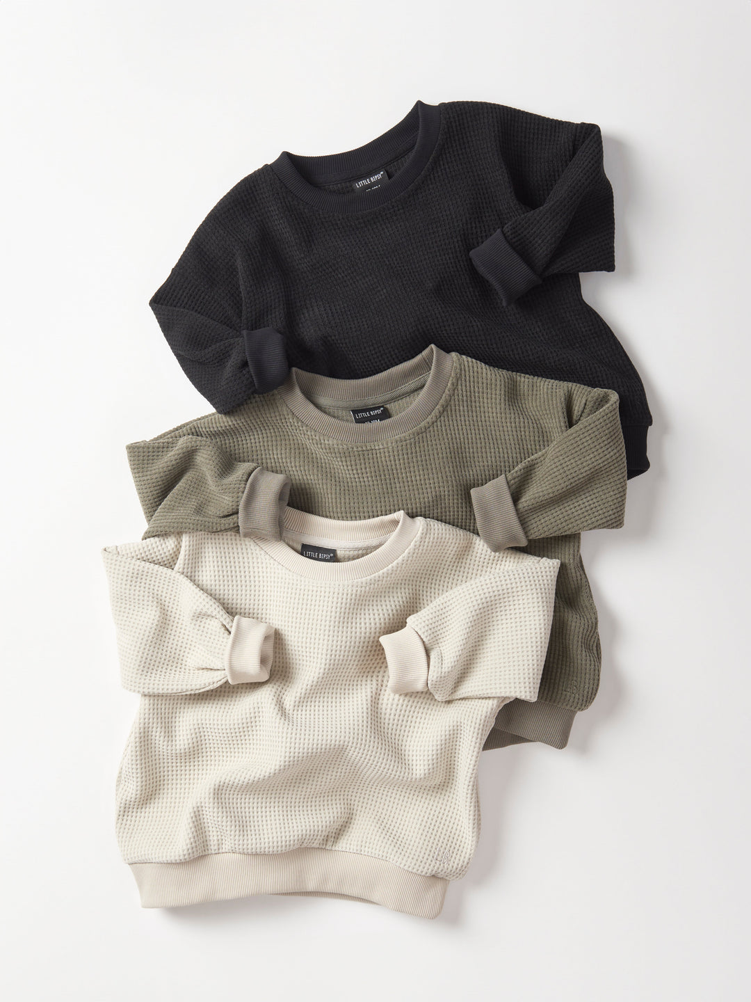 Little Bipsy - Elevated Waffle Crewneck in Army Green (7)