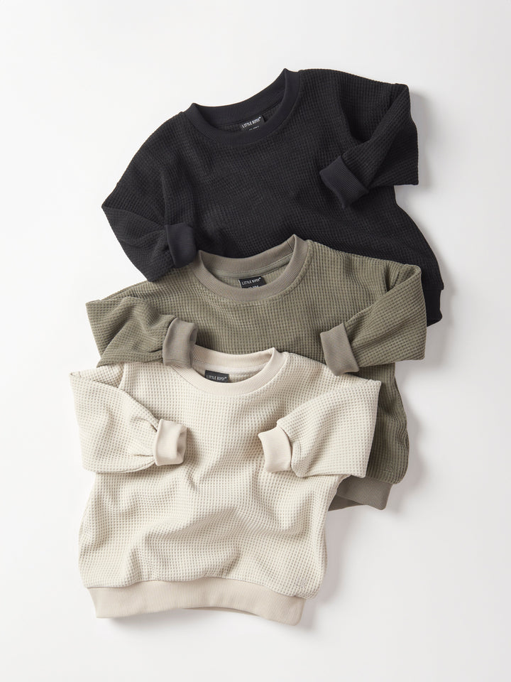 Little Bipsy - Elevated Waffle Crewneck in Army Green (7)