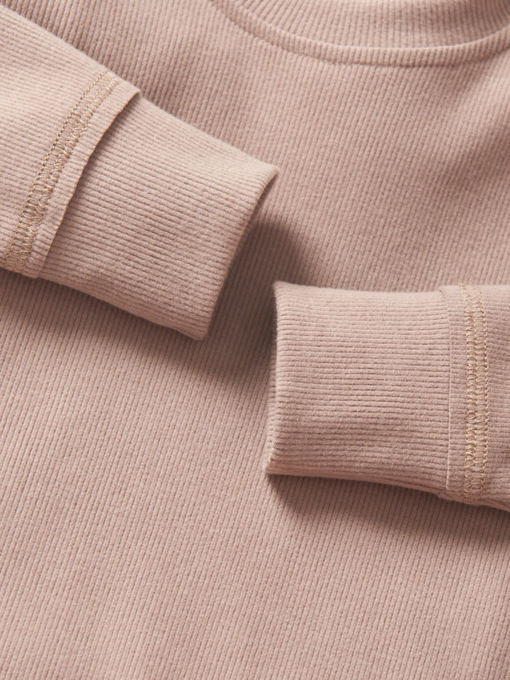 Little Bipsy - Long Sleeve Ribbed Tee in Mushroom