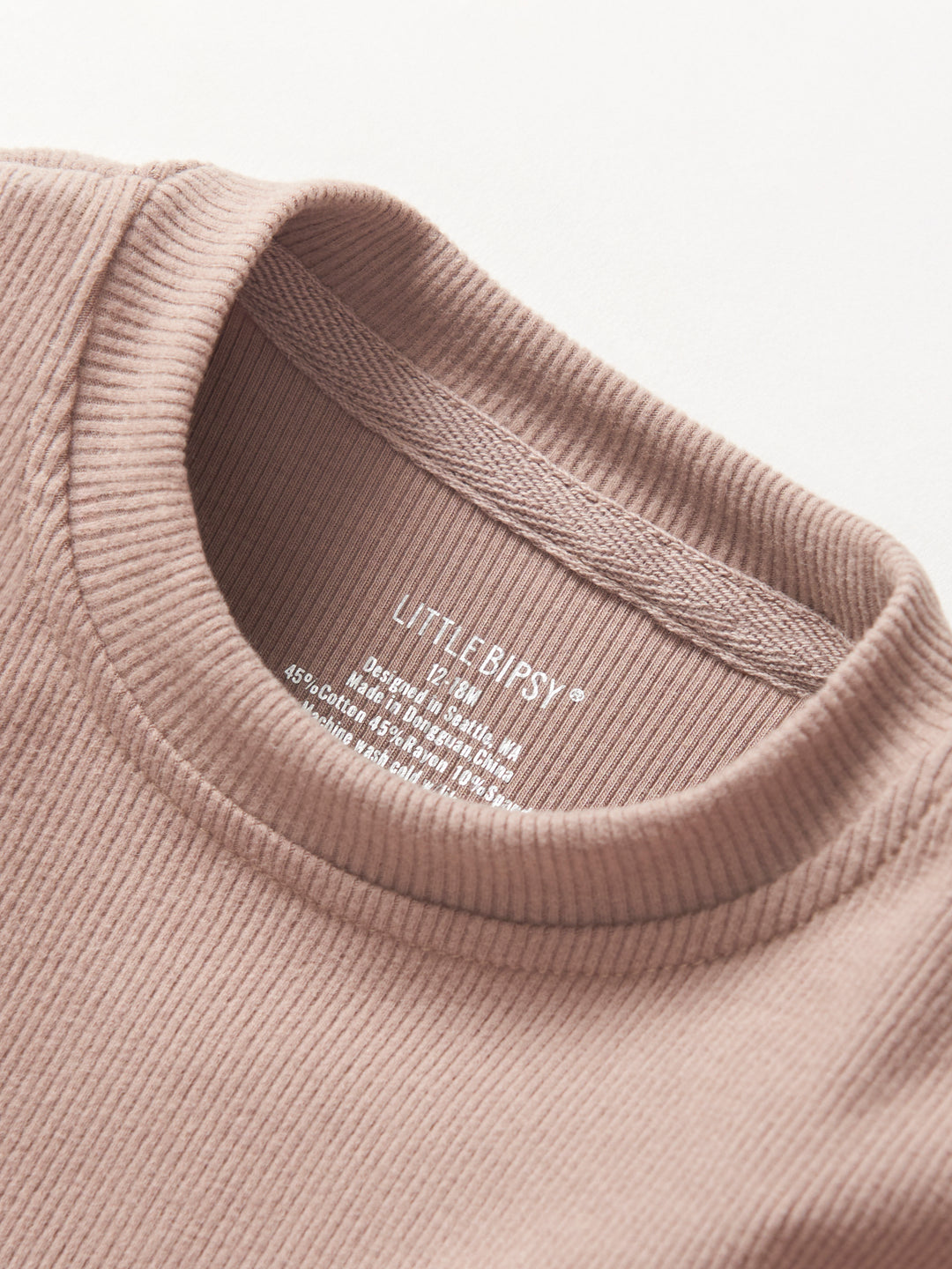 Little Bipsy - Long Sleeve Ribbed Tee in Mushroom