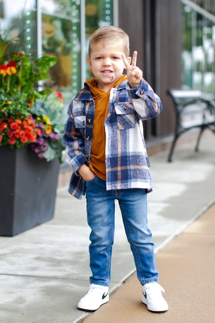 Lenox James navy plaid flannel shirt