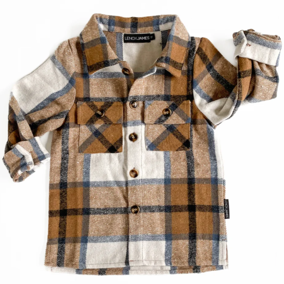 Lenox James tan plaid flannel