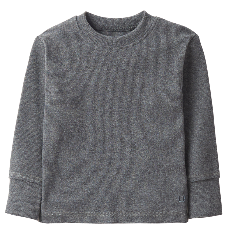 Litte Bipsy ribbed long sleeve tee in heathered charcoal