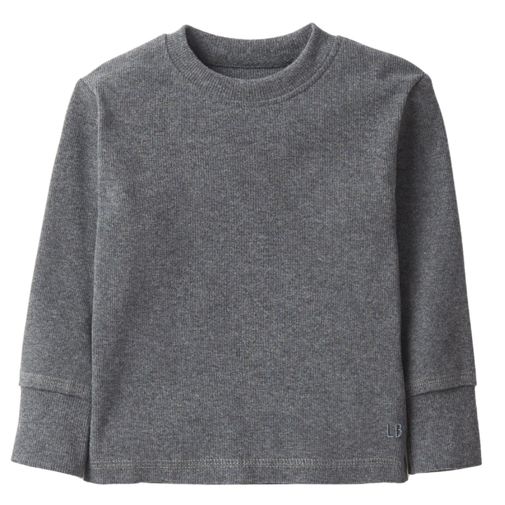 Litte Bipsy ribbed long sleeve tee in heathered charcoal