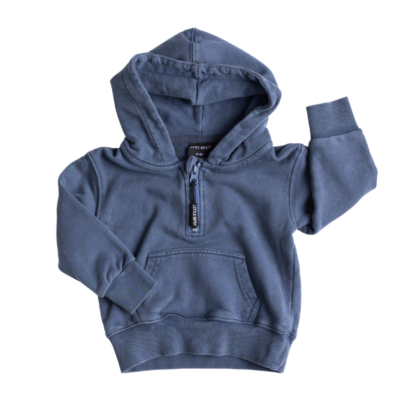 Little Bipsy - Quarter Zip Hoodie in Navy Wash