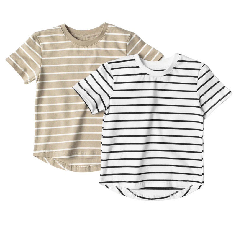 boys black and white striped tee