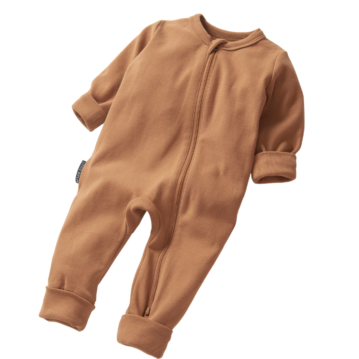 Little Bipsy 2-way zip romper caramel