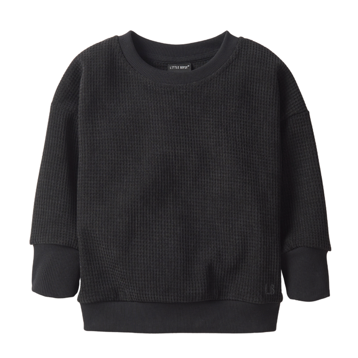 Little Bipsy - Elevated Waffle Crewneck in Black