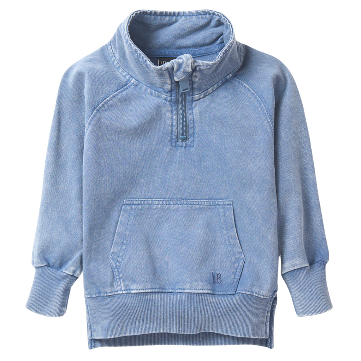 Little Bipsy Navy wash quarter zip pullover