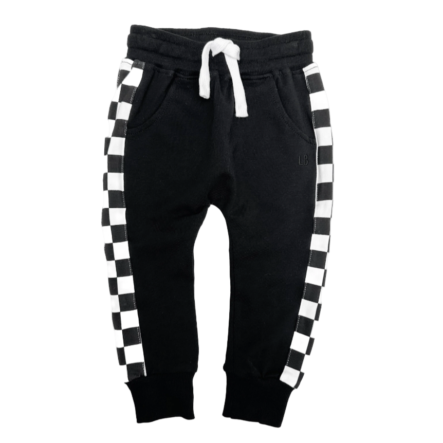 Little Bipsy black and white checkered joggers