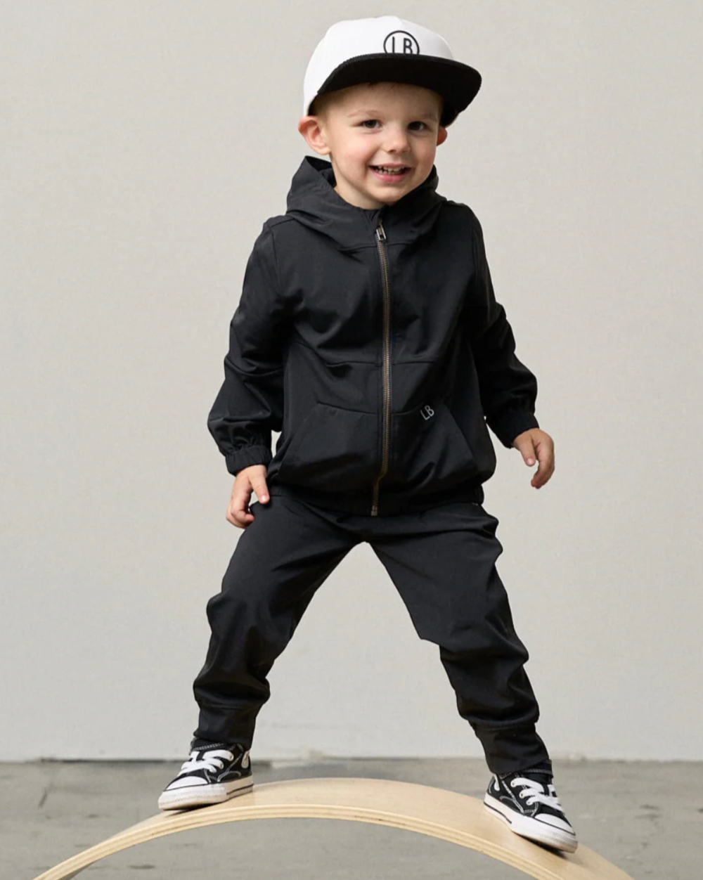 Little Bipsy black athletic joggers in black