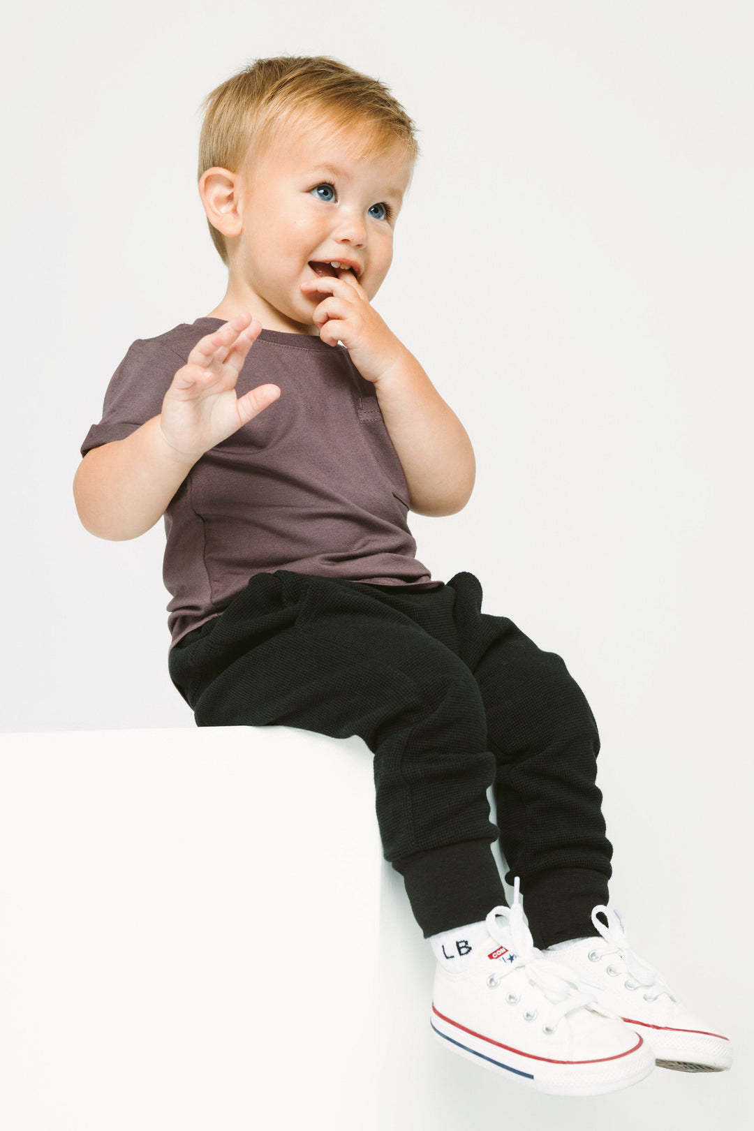 Little Bipsy black waffle joggers