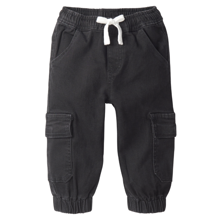 Little Bipsy black wash cargo joggers