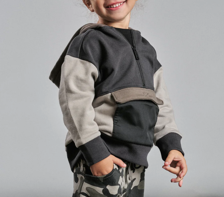 Little Bipsy block pocket hoodie charcoal