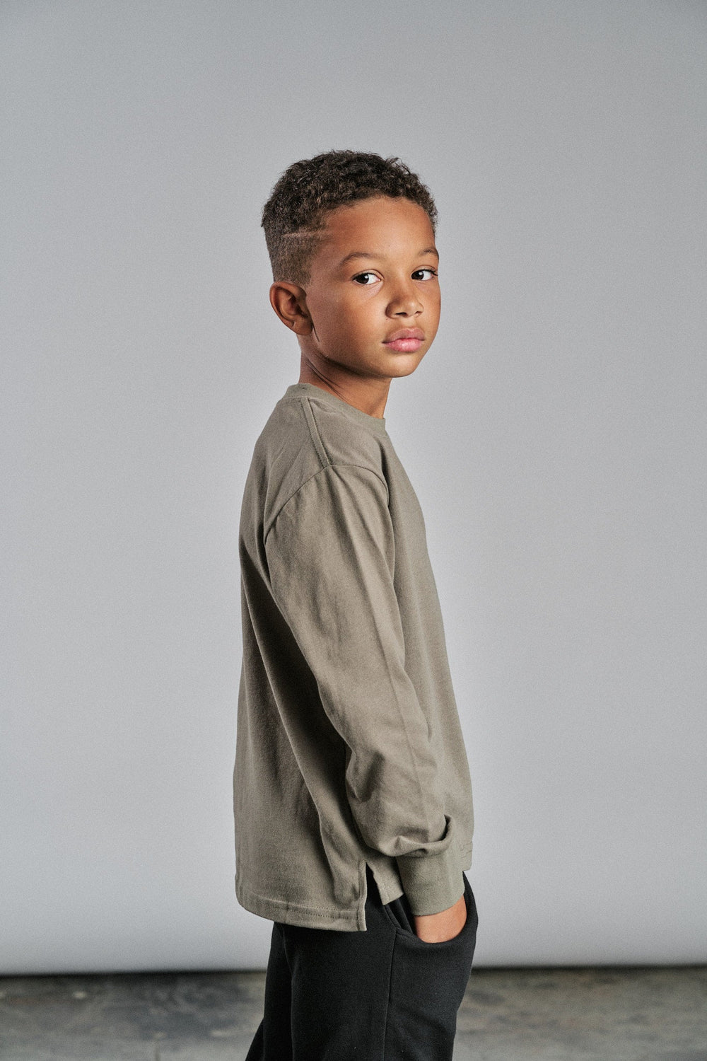 Little Bipsy boys elevated long sleeve tee in army green