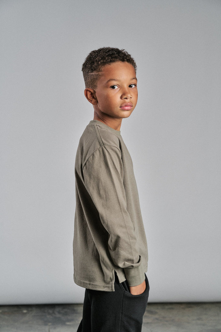 Little Bipsy boys elevated long sleeve tee in army green