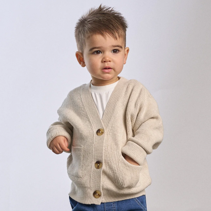 Little Bipsy boys oatmeal knit cardigan